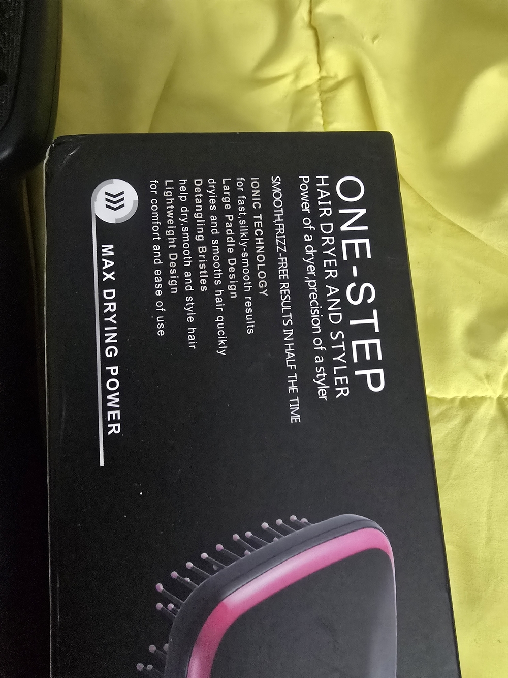 One Step Ahead Hair Dryer & Styler Brush - Black with Pink Accents